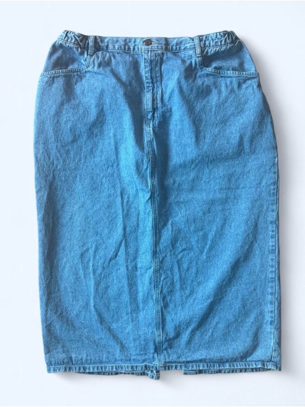 Denim&Co Light Blue Midi Denim Pencil Skirt